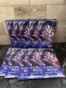10 x One Piece OP14 - THE AZURE SEA’S SEVEN - Sleeved Blister Booster Packs Lot - Image 2