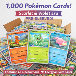 PRE-SLEEVED Pokemon 1000-Card Mixed Bulk Lot Common/Uncommon New Cards NEAR MINT - Image 1