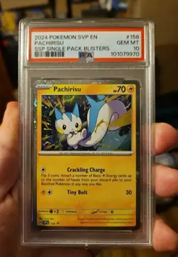 2024 Pokemon TCG Pachirisu SVP 158 Scarlet & Violet Black Star Promo PSA 10 - Image 1