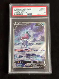 PSA 10 Suicune Crown Zenith GG38 Pokemon Sword and Shield Alt ARt - Image 1