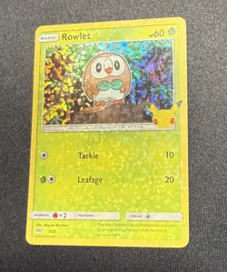 Pokemon Rowlet 7/25 Mcdonald's Promo 25th Anniversary Confetti Holo - Excellent - Image 1