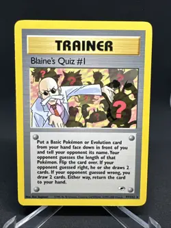 Blaine's Quiz #1 097/132 Gym Heroes Regular Rare WOTC Pokemon TCG Ken - Image 2