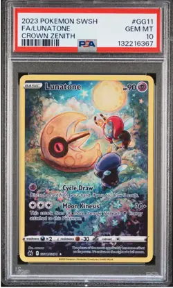 Pokemon LUNATONE Full Art Galarian Gallery Crown Zenith #11 ~ PSA 10 - Image 1