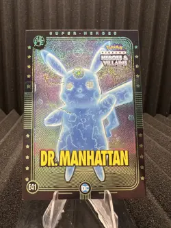 Dr. Manhattan (Pikachu) #E41 Green Holo Heros & Villains Flash Edition Pokemon - Image 1