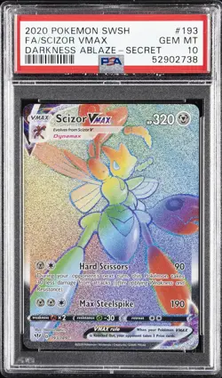 2020 POKEMON SWORD & SHIELD DARKNESS ABLAZE SECRET FULL ART/SCIZOR VMAX PSA 10 - Image 1