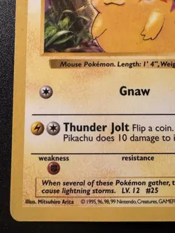Shadowless Red Cheeks Pikachu 58/102 Base Set Pokemon Card Rare HP - Image 5