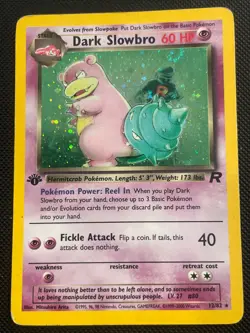 SWIRL Dark Slowbro 12/82 2000 Team Rocket 1st Edition Holo Rare - Pokemon - Image 2