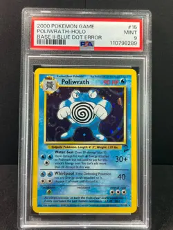 2000 Pokemon Poliwrath 015/130 Base Set 2 Holo BLUE DOT ERROR PSA 9 POP 2 SWIRL! - Image 4