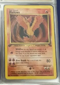 Vintage Moltres 1st Edition Fossil Pokemon Card 27/62 Non-Holo TCG Legendary - Image 1