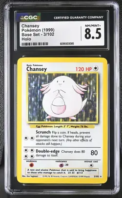 CGC 8.5 Chansey 3/102 Holo Base Set Pokemon Card - Image 1