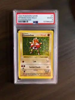 Hitmonchan 007/102 Base Set 1999 (Shadowless) Holo VG-EX Pokemon Holographic - Image 1
