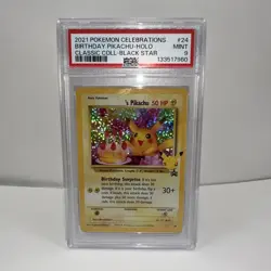 PSA MINT 9 - 2021 POKEMON CELEBRATIONS BLACK STAR 24 BIRTHDAY PIKACHU HOLO - Image 1