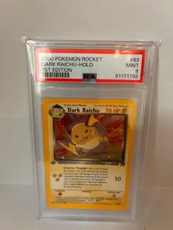 2000 POKEMON TEAM ROCKET DARK RAICHU 1st Edition 83/82 PSA 9 Swirl WOTC Mint - Image 1