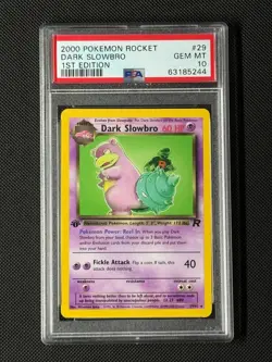 PSA 10 Dark Slowbro 29/82 1st Edition Pokemon Card Team Rocket WOTC GEM MINT - Image 1