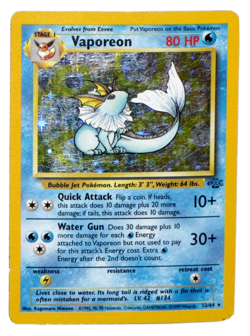 Vaporeon 12/64 Pokemon Base Jungle Set Card Holofoil 1999 Rare - Image 1