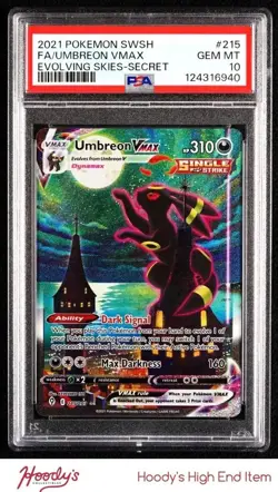 2021 Pokemon Sword & Shield Evolving Skies #215 Umbreon VMAX SCR ALT ART PSA 10 - Image 1
