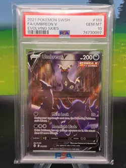 2021 Pokemon Evolving Skies Umbreon V Alt Art 189/203 PSA 10 GEM MT - Image 1