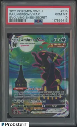 2021 Pokemon SWSH Evolving Skies Secret #215 FA Umbreon VMAX PSA 10 GEM MINT - Image 1