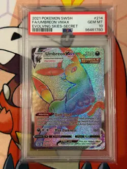 PSA 10 Pokemon Umbreon VMAX 214/203 Evolving Skies Rainbow Secret Rare Holo - Image 1