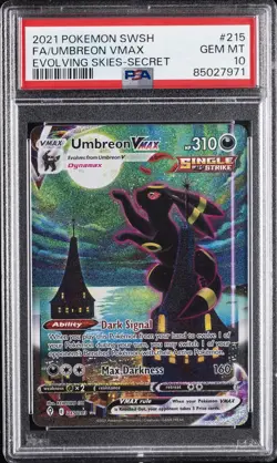 2021 POKEMON SWORD & SHIELD EVOLVING SKIES SECRET FULL ART/UMBREON VMAX PSA 10 - Image 1