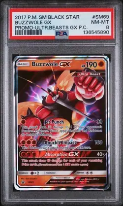 Pokemon TCG - PSA 8 - 2017 P.M. SM Black Star Buzzwole GX Promo - Ultr. Beasts - Image 1