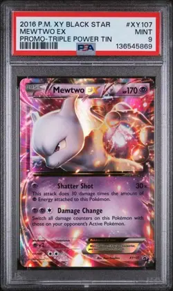 Pokemon TCG - PSA 9 - 2016 P.M. XY Black Star Mewtwo EX Promo - Triple Power Tin - Image 1