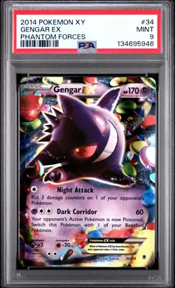 2014 POKEMON XY PHANTOM FORCES #34 GENGAR EX PSA 9 - Image 1