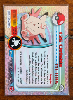 1999 Topps Pokemon Clefable #36 TV Animation Series Blue Logo 1st Series - Image 2