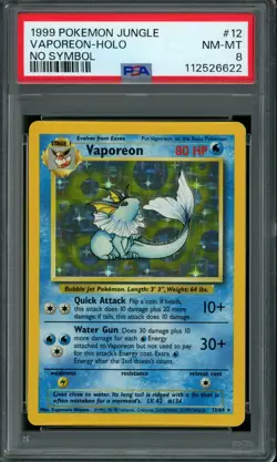 1999 Pokemon Vaporeon 12/64 Jungle NO SYMBOL ERROR Holo PSA 8 NM-MT NEW CERT! - Image 1