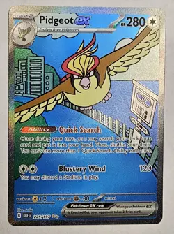 Pidgeot ex ⭐ 225/197 Holo Special Illustration Rare Obsidian Flames Pokemon NM - Image 1
