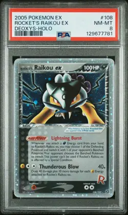 Rocket's Raikou Ex 108/107 Secret Rare Ultra Rare Pokemon Ex Deoxys PSA 8 - Image 1