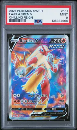 2021 POKEMON SWORD & SHIELD CHILLING REIGN #161 FULL ART/BLAZIKEN V PSA 9 - Image 1