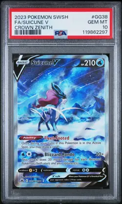 2023 POKEMON SWSH CROWN ZENITH SUICUNE V FULL ART #GG38 PSA 10 - Image 1