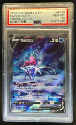 2023 Pokemon SWSH Crown Zenith Suicune V Galarian Gallery #GG38/GG70 PSA 10 - Image 1