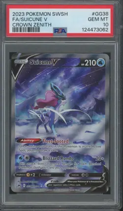 2023 Pokemon SWSH Crown Zenith #GG38 Suicune V Gem Mint PSA 10 - Image 1