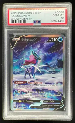 2023 Pokemon Sword & Shield Crown Zenith Galarian Gallery #GG38 Suicune V PSA 10 - Image 1