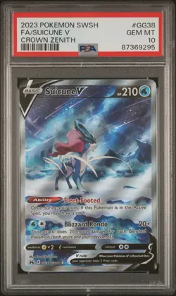 2023 Pokemon Sword & Shield Crown Zenith Suicune V #GG38 Full Art PSA 10 - Image 1