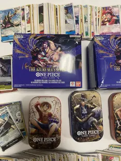 Over 630 ONE PIECE Cards Lot, 3 Tins, 2 Boxes, OP13-OP14 SR, R, Leaders, Doms - Image 3