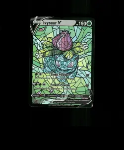 FAN-ART READ DESCRIPTION BELOW HOLO Ivysaur Card Stained Glass Pokemon Card p1 - Image 1