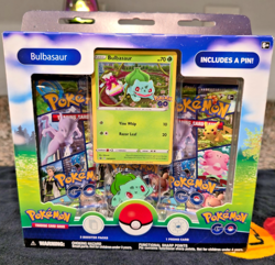 Pokemon TCG: Pokemon Go Bulbasaur Pin Collection Box Set 3 Booster Packs - NEW 820650850813 - Image 1