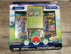 NEW Pokemon Go TCG Bulbasaur Pin Collection Box Set 3 Booster Packs 820650850813 - Image 1