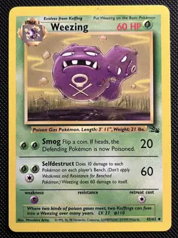 Weezing 45/62 - Fossil Set - Unlimited Uncommon Pokemon Card - Light Play - Image 1