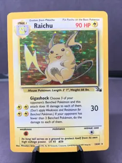Pokemon TCG Raichu 14/62 Fossil Set 1999 Holo Rare Unlimited VTG WOTC LP/MP - Image 1