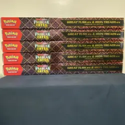 5x Pokemon TCG Paldean Fates Great Tusk ex and Iron Treads ex Premium Collection - Image 1