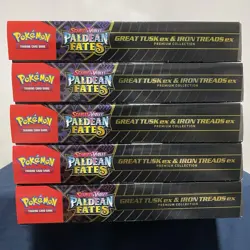 5x Pokemon TCG Paldean Fates Great Tusk ex and Iron Treads ex Premium Collection - Image 2