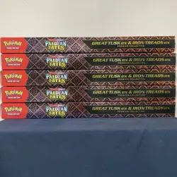 5x Pokemon TCG Paldean Fates Great Tusk ex and Iron Treads ex Premium Collection - Image 3