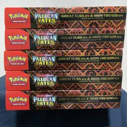 5x Pokemon TCG Paldean Fates Great Tusk ex and Iron Treads ex Premium Collection - Image 4