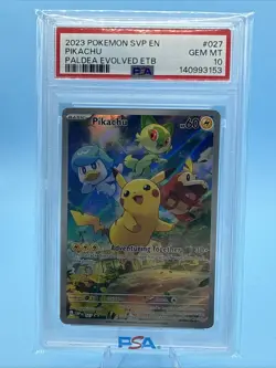 2023 Pokemon Pikachu Promo Card #027 Paldea Evolved, Graded PSA 10 - Image 1