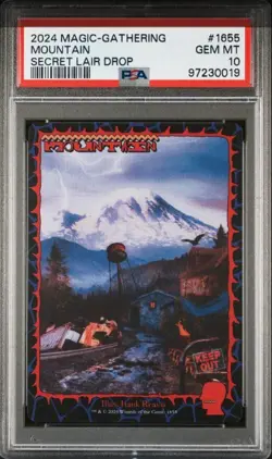 MTG PSA 10 Brain Dead Lands Mountain #1655 Basic Secret LairDrop Reavis Non Foil - Image 2