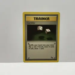 GAMBLER 60/62 COMMON TRAINER FOSSIL SET POKEMON CARD NM NEVER USED 1999 - Image 1